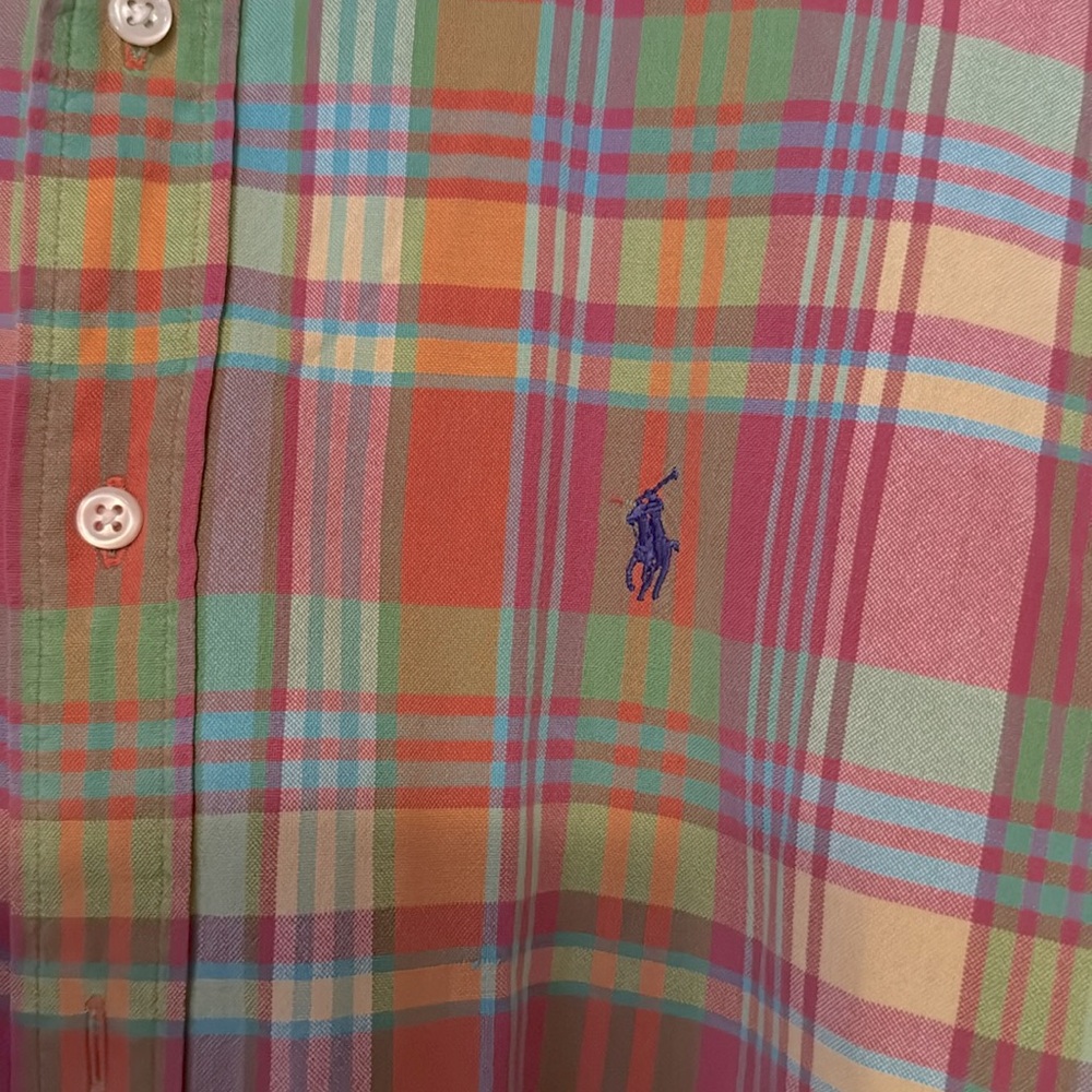 Ralph Lauren Blake Men's Size L Colorful Plaid Shirt Button Down Short Sleeves